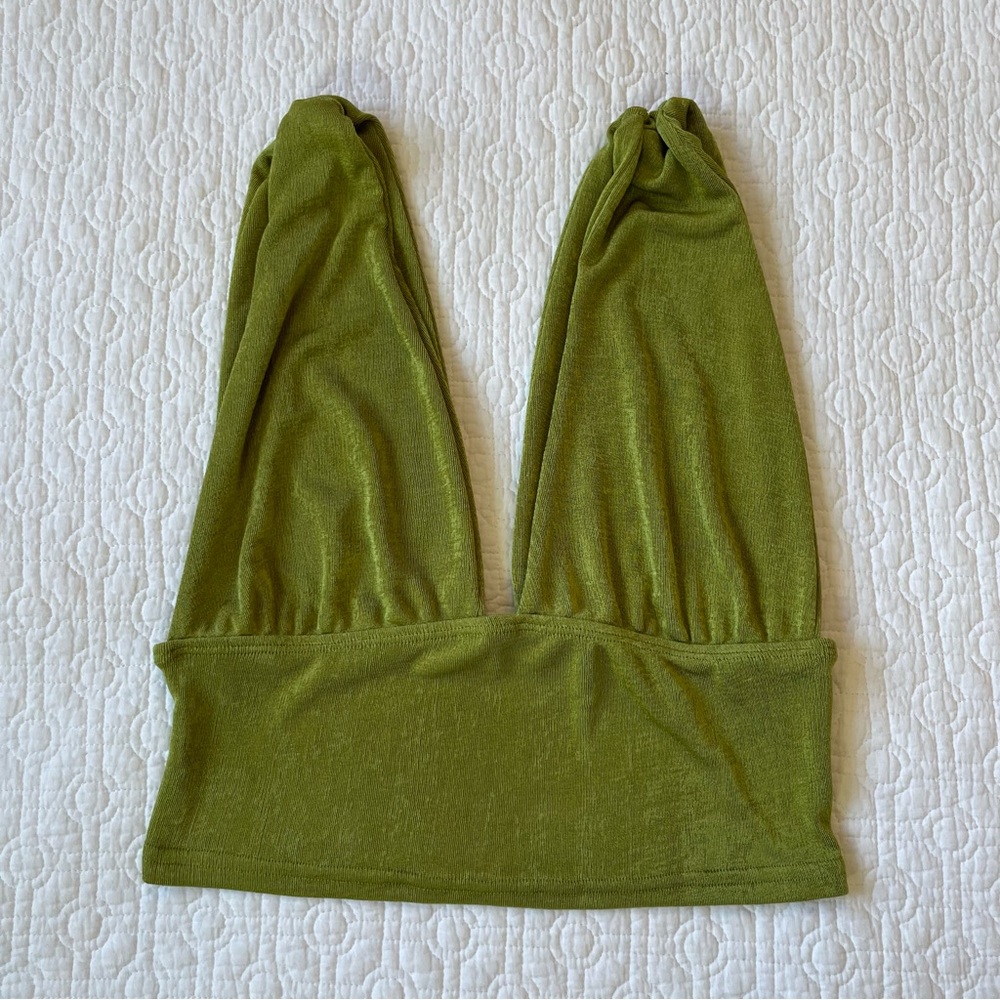 Cider Olive Green Crop Top